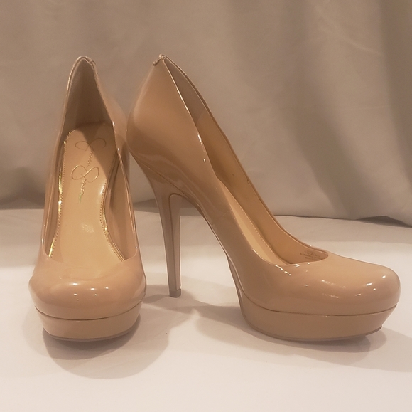 Jessica Simpson nude Heels stiletto platform pumps patent leather size 10 - Picture 5 of 11